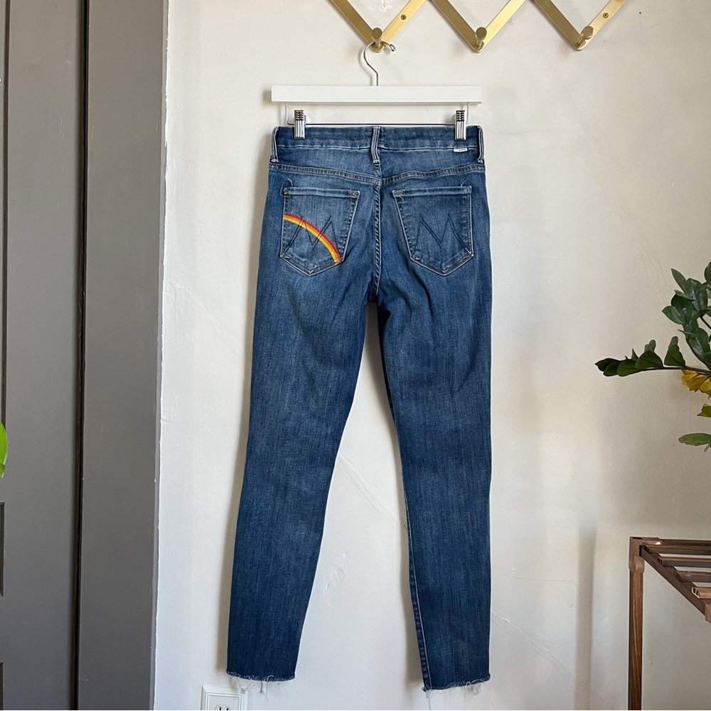 Mother High Waisted Looker Ankle Fray Not Enough Rough Rainbow Pocket